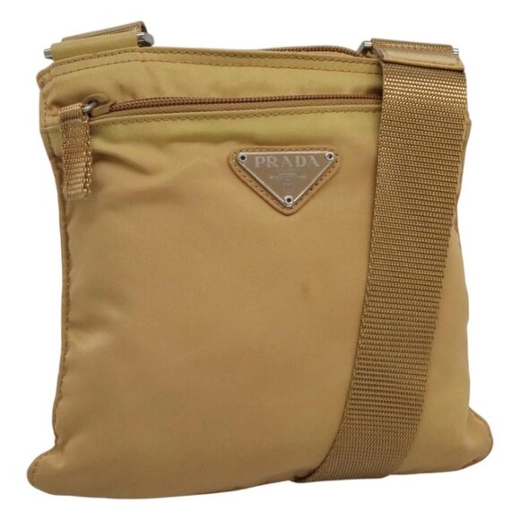 PRADA Shoulder Bag Nylon Beige Auth MX161 - Picture 1 of 16
